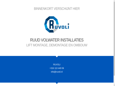 +316 06 110 440 binnenkort demontag info@ruvoli.nl installaties lift montag ombouw rud ruvoli verschijnt volwater