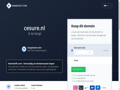 2 2004 2025 2288aa 6 88910652 aangebod aankoopprijs advertis allemal assistentie aud b.v best betaalt betal bezit binn bod breng btw btw-factur buy cad cesure.nl chf commissie currency czk dienst dkk doe domainexpert domein domeineigendom domeinnam duurt e e-mail eenvoud eigenar enig enkel ervor escrowservic eur excl extra factur gat gbp gebruik gehel gekocht geld geled gemak gratis hkd hoelang huf hur jpy jullie kop koper kost krijgt kunt kvk laatst languag levert loopt mail mak menu minut mocht mogelijk nameshift.com nb nederland nl nl864820458b01 nok now nva nzd onlin onverhoopt onz open overdracht overdrag overeengekom pln prijs reken rijswijk risico ron sek servic sgd sinc snel steenplaetsstrat stur terug transfer uiteraard usd uur veelgesteld veilig verhuiz verkoper via volgend voordat vrag werk wij zar zorg