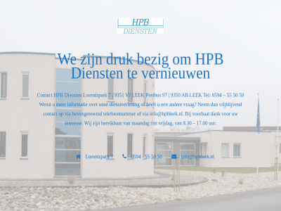 0594 50 55 7 bezig dienst druk hpb info@hpbleek.nl lorentzpark offlin sit vernieuw we