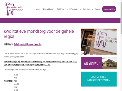 -682320 0184 12.00 14.00 2025 23.00 24 2959 7 8.00 8.30 aangeslot aanmeld behandel bereik bevorder blokland brief contact contactgegeven dag dinsdag disclaimer donderdag e e-mail ga gehel hom info@tandartspraktijkblokland.nl informatie konink kunt kwalitatiev maandag maatschappij mail mondhygien mondzorg nederland nieuw onz openingstijd orthodontie oud patient per praktijk praktijkoverdracht privacy privacyverklar regio spoedgevall streefkerk tandartspraktijk tandheelkund tandtechniekwerk tel telefonisch terecht uur vind vrijdag waarop websit welkom weter wij woensdag zaterdag