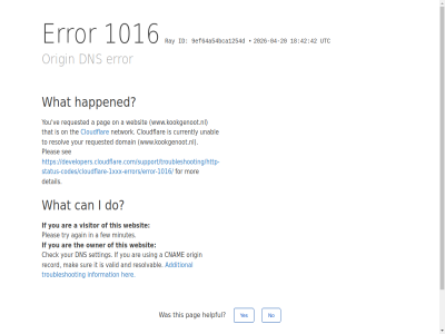 -04 -20 /support/troubleshooting/http-status-codes/cloudflare-1xxx-errors/error-1016/ 1016 18 2026 42 9ef64a54bca1254d a additional again and are by can check click cloudflar cnam currently detail developers.cloudflare.com developers.cloudflare.com/support/troubleshooting/http-status-codes/cloudflare-1xxx-errors/error-1016/ dns do domain error few for happened helpful her i id if information ip it mak minutes mor network no on origin owner pag performanc pleas ray record requested resolv resolvabl reveal security see setting sur that the this to troubleshot try unabl using utc valid ve visitor websit what www.kookgenoot.nl yes you your