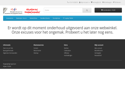 +31 0 00 2024 611202819 aanbied accessoires account accu affiliates afreken algemen aq4u batterij batterijgrip bestelhistorie bezorginformatie by cadeaubon contact excuses extra faq goodies gratis informatie klantenservic laptop later merk moment nieuwsbrief onderhoud ongemak onz opencart pc powered probeert product retourner s sitemap smartphon tablet uitgevoerd verlanglijst voorwaard webwinkel winkelwag