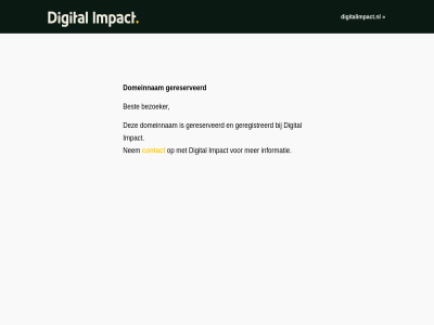 b.v best bezet bezoeker contact digital digitalimpact.nl domein domeinnam geregistreerd gereserveerd impact informatie nem