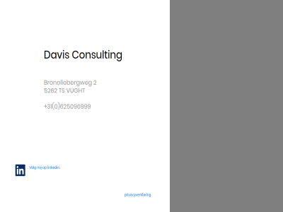 +31 0 2 5262 625096999 bronoliebergweg consult davis linkedin privacyverklar ts volg vught