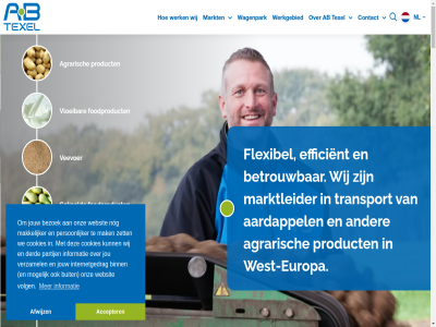 +31 -01 -02 -11 -2025 -2026 /bkg 0 000 06 100 15 2009 2026 24/7 25 50 88 9435 a a-merk aardappel ab accepter afwijz agrarisch agri all allen ambitie ambities bedrijf bekijk bel best betrok betrouw bezoek binn blijv bouw bouwt british buit by cases certificer chauffeur contact cookies cookieverklar daarom dag dankzij dashboard data de derd dienstverlen direct draagt drag drog duidelijk duurzam echt efficient elk end ervar europa even exceptionel expertis fijn flexibel fod foodproduct forfarmer fr geblev gedoe gekoeld gekwalificeerd geobasis geobasis-d geogr geregeld gewon goed googl grag harling heerenven hel help hernieuw hetzelfd info@abtexel.com informatie inst integrer internetgedrag invester inzicht jar jorg jou jouw kaartgegeven ket kilometer klant klar km komt ktf kundig kwaliteit les locaties logistiek lop loyal maatopleid maatwerk mad mail mak makkelijker manier markt marktleider materieel medewerker merk modern mogelijk nacional nederland nem netwerk netwerkvoordel nieuw nieuwst nl noem nog nooit nuchter omvang onderdel onderhoud onnod ontzorg onz ooit optimaliser organiser overal partij partner pensioen personel persoonlijker poespas potato privacy process product realiser red relaties rijd rit ruim sam samenwerk schal sector sleutel speciaal special sprek stan stat sterk strev succes technologie texel tijd toekomstbestend trailer transitie transport trot truck uitgangspunt uitstek uitzonder vacatures vak veevoer veilig venema veranderd verantwoord verbeter verder verstan vertrag verzamel vestig video vloeibar volg voorkom voorop voorwaard voorzien waarmee wagen wagenpark war warehouses we websit weg wel welkom werk werkgebied werkgever west west-europa wet wij will wilt zer zet zin zoek zorg