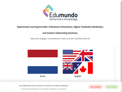 adverter analys and below busines check cookies country data digital dutch edubok edumundo english experiential gebruikt goed informatie instell languag learning local nee onboard onderzoek out plaats provider select simulation sit solution sta student textbok to toe verwerk your