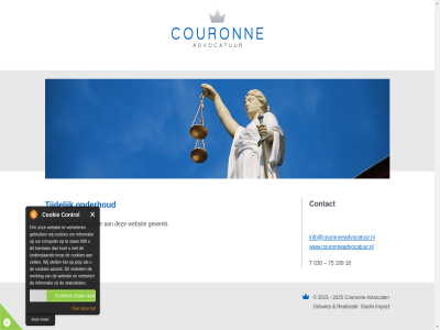 030 18 199 2015 2025 75 aanzet about advocat belang central clos computer contact control cookie cookies couronn gebruik gewerkt impact info@couronneadvocatuur.nl informatie knop kunt les moment onderhoud onderstaand ontwerp onz prijs realisatie slaan.wilt stan stat statistiek stell studio t tijdelijk toestan tol verbeter verbetert websit werking wij www.couronneadvocatuur.nl zet