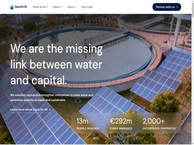 000 13 13m 2 2002 2026 28 290 290m 292m about acces accessibl acros addres advisory affair africa all already an and annual approach aqua are asia assistanc at attract bankabl becom betwen blended bring build busines businesses by call capital challeng coca cod cola companies conduct constrained contact cookie cooperation copyright corporat countries creat creates creating de-risk decades development directly disclaimer do document early early-stag ecosystem enabl ensur enterpris enterprises entir every experienc facilitat family financ financial focus for foreign foundation founded from fund funder gap geographic get grant greatest grow growing growth growth-scal growth-stag hear how impact implement improved inc incom institution into investment investment-ready investor key lack lasting learn lending let level leverag link local lower m mak managed manager marie maris market middl middle-incom million ministry missing mobilis mobilised model mor most netherland new number offer oft one open opportunities or organisation our part partner partnership peopl policy potential privacy privat public publication reach reached ready registered report reserved result right risk s sanitation scal scalabl sector show sid smart sme stag start stella ston strategic strength strengthen stronger support supported sustainabl sustainably swis system team technical term that the them this through to together touch transform two ultimately unique unlock us use vehicles viabl water we what wher whether who with work working you