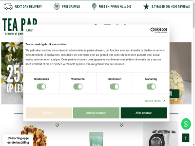 0 00 060 085 1 100 2 200 2026 25 29 3 39 4000 45 5 50 6 6963 7 80 9.7 95 abonnement accessoires advertenties adverter afstand afval algemen all analys analyser antioxidant appl arbeidsmarkt aroma bar based basis bedrijv bekijk berry best bestel bestell bestseller betal bewust bied binn bio biologisch blend blog blue border bovendien bun camomil chai chaipoeder cinnamon combiner contact content cookies creation david day del delivery detail dragon drink duurzam duurzamer echt eenvoud eerst faq favorit follow forest free fruit functies gebruik gegeven geniet genoeg gezond gram groen groothandel hart healthy highlight inclusief info informatie inzet item japan jij keuz kilo klant klantenservic klantenservice@teabar.nl kok kop kopj korting kortingscod krijg kruid kun laatst larg lat lattes league lekker lekkerst lever limited logo lokal los lov maakt mak manier market matcha media medium mee mens mento meten miles minder natur naturally nederland new next nieuwsbrief nightfall nl noodzak notendrom on ondernem ontvang onz orang original packed partner personaliser pink postadres premium privacy pur recht retour review rio risico ruim s sam sampl selectie services shipping shop shot sit smak small snel sociaal social stap statistiek steun story superfod supersnell tea teabar ter the thee theeproductie theesoort theezef toestan toestemm toestemmingsselectie ton uniek us vaatziektes vacatures veggilain ver verantwoord verminder verpak verslav verstrekt verzameld verzend vind vol voorbehoud voorkeur voorrad voorwaard water we webshop websiteverker weiger wereld werk wit with x yeah zetadvies zit zwart