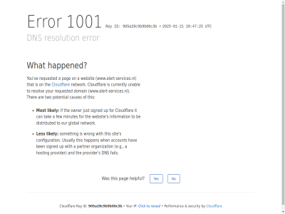 -01 -21 1001 20 2025 25 47 905a28c9b9b00c3b a account and are be ben by can causes click cloudflar configuration currently distributed dns domain e.g error fail few for global happen happened hav helpful hosting id if information ip it just les likely minutes most network no on organization our owner pag partner performanc potential provider ray requested resolution resolv reveal s security signed sit someth tak that the ther this to two unabl up usually utc ve websit what when with wrong www.alert-services.nl yes you your