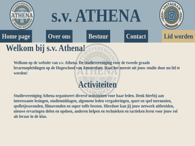 activiteit algemen amsterdam ander athena bestur contact del denk diver ervar feest filmavond grad hal help hierbij hierdor hogeschol hom interessant jij jouw klas led ler lerar lerarenopleid lezing lid meest netwerk nieuw opdoen organiseert pag rol s.v spel spelletjesavond sport studie studiemiddag studieveren super tactiek techniek toernooi toff twed uitbreid vergader websit welkom