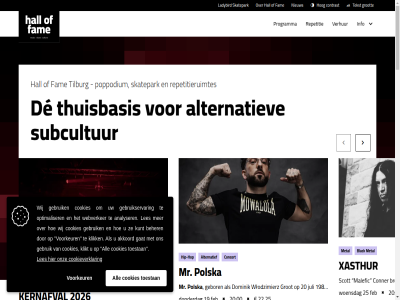 -460 00 013 07 11 12 13 14 17 19 1989 20 2010 2011 2026 21 22 25 29 3 30 31 43 5041 6 7 75 80 86 academie achtergrond acid afstand akoestiek akoestisch album alexia algemen alternatief alternatiev amerikan anti anti-carnavalvier area artiest avond award band beid bekend bekijk beklemm best beweegt bezoekersinfo bijkom binnenkort black bombardier boswachter brengt brez brod brokxlan brug burgemeester by c.v carnaval carnavalskraker carnavalvier chemisch clubsc combinatie concert conner contact contrast cookiestatement coordinator cre8ion.lab credibl cultur cultuurfabriek dancesc dansavond de debut decennium dep dezelfd dinsdag direct dominik donderdag dubbel eenmansproject eig elektronisch en energy enig ep eran erop even explosiev extrem fam feb februari fijn finetunet fouad freakshow funk gaf gan gear gebor gebruik geluid genr gesteld gevoel gewon gierboy gitar glensy goed grensvlak grootst grooves grot gun hall herken herman hip hip-hop hiphop hit hoeft hog hom hop hous huidig huisregel hur i.s.m info info@hall-fame.nl inplugg intensiteit international invloed jan jar jij jong juist juli kan ker kernafval klitter klopt knall knipog kom komt kunst kunt label ladybird lawaai leeftijd les lesgeeft lev limit los maakt malefic management meegenom meerder melding metal middel middelvinger militarie minimal mix mr muziek muzieksc nacht nachtcultur nederland nederlandstal neerzet negent nieuw no nou nouveau officiel omgevormd ontwikkel ontwikkeld opgebouwd opleid opnieuw overtu pagina parel percussie plann plat pol politiek polska pompt pop poppodium populair privacyverklar programma programmeur punk rap recent reflectie repeter repetitie repetitieruimt repetitieruimtes rich richting rilan rock roep rookie ruimt s samensmelt sb scott set setlijst sfer shkedul sind singl skatepark slat sober solo soul spaarzam speaker spec spit spull stat stem stijl subcultur talent tech techno tekst the thuisbasis ticket tijden tilburg tranc tuss uitgebracht uitgevoerd underground updates
