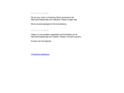 503 a again apologiz are bereik connect do excuses failur for helas inconvenienc later ongemak opgetred pleas probeert problem servic sincerely sorry temporary the ther to try unavailabl we webserver websit www.freakyfunday.com