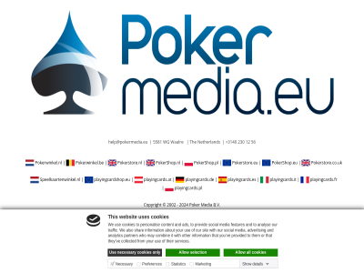+3140 12 2002 2024 230 5581 56 about ads advertis all allow also analys analytic and b.v collected combin content cookies copyright detail features from help@pokermedia.eu hom information it market may media necessary netherland ok only or other our partner personalis playingcards.at playingcards.de playingcards.es playingcards.fr playingcards.it playingcards.pl playingcardshop.eu poker pokershop.eu pokershop.nl pokershop.pl pokerstore.co.uk pokerstore.eu pokerstore.nl pokerwinkel.be pokerwinkel.nl preferences provid provided selection services shar show sit social speelkaartenwinkel.nl statistic that the their them they this to traffic use uses ve waalr we websit wg who with you your