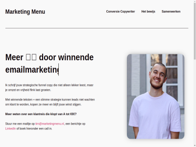 a aangeschov allen berichtj bewijs blijft boek call conversie copy copywriter emailmarket flink funnel groei hieronder jouw klant klantreis klopt kop lat lead leest lekker linkedin mailtj market menu o.a omzet samenwerk schrijf slimm stijg strategie strategisch stur tekst tim@marketingmenu.nl vrijheid wacht wet winnend winst