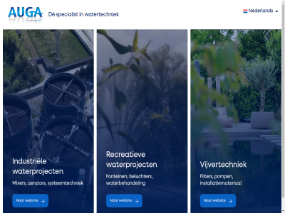 aerator auga beluchter de filter fontein industriel installatiemateriaal mixer nederland pomp recreatiev specialist systeemtechniek vijvertechniek waterbehandel waterproject watertechniek websit