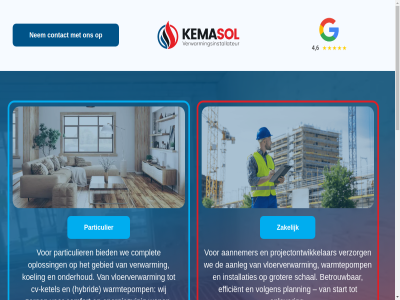aanleg aannemer all betrouw bied comfort complet contact cv cv-ketel efficient energiezuin gebied groter hybrid installaties kemasol ketel koeling nem onderhoud oplever oploss optimal particulier planning projectontwikkelar recht schal servic start verwarm verwarmingsinstallateur verzorg vloerverwarm volgen voorbehoud warmtepomp we wij won zakelijk zorg