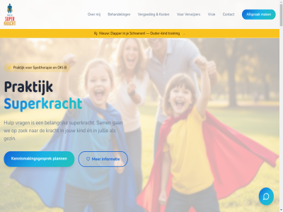 2026 afsprak all b behandel belangrijk contact dapper en gan gezin hulp informatie jouw jullie kennismakingsgesprek kind kinder kost kracht mak nieuw oki oki-b ouder ouder-kind plann praktijk recht sam schoen speltherapie superkracht training vergoed verwijzer visie voorbehoud vrag we zoek