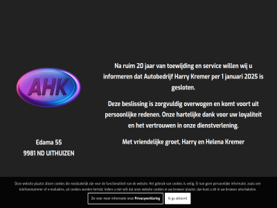 1 20 2025 55 9981 akkoord autobedrijf besliss dank dienstverlen edama ga geslot groet harry hartelijk helena informatie informer januari jar komt kremer loyaliteit nd onz overwog per person privacyverklar reden ruim servic toewijd uithuiz vertrouw voort vriendelijk wij will zie zorgvuld