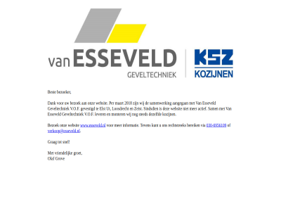 -6956109 030 2018 aangegan actief aluminium bereik best bezoek bezoeker dakkapell dank dezelfd elst esseveld gayko geveltechniek gevestigd grag groet grov informatie kozijn ksz kunststof kunststofkozijn kunt lever loosdrecht maart monter olaf onz per rechtstrek regio sam samenwerk serres sindsdien snel sted teven ut utrecht v.o.f verkoop@esseveld.nl via vriendelijk websit wij www.esseveld.nl zeist