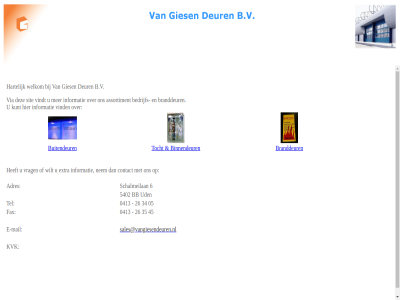 0413 05 26 34 35 45 5402 6 adres b.v bb branddeur buitendeur deur e e-mail fax gies informatie kunt kvk mail sales@vangiesendeuren.nl schalmeilan tel uden vind