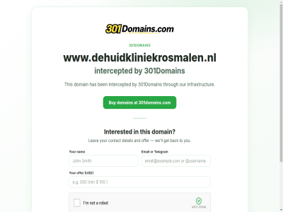 301domains 301domains.com a and anti anti-spam at auction back ben buy by contact detail domain email expir get has i infrastructur intercepted interested leav ll m nam not offer or our platform premium robot send spam telegram this through to usd visit we www.dehuidkliniekrosmalen.nl you your