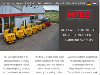 +31 1688 229.57.2613 27 a about ac an and as at boundary by clean comes compact deliveries design easy efficiency electric enables enginer environment equipment etc first focus for form from ga handling high hybrid independent industrial info@niteq.nl inhoud integrated interlock jg latest lifetim lin lines loading local locomotives long main maintenanc motor moving netherland nibbixwoud niteq on operat operator or other overspor part platform proces product quality rail railcar railroad railway rang reliabl saf safety secondary set shunter special specialized spotting start steelrop such supply system takes technique the this to traction train transport via websit welcom winch winches with work workshop