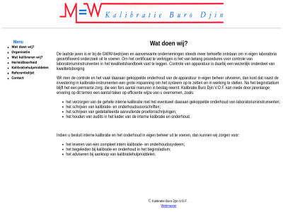 buro djin kalibratie menu v.o.f webmaster