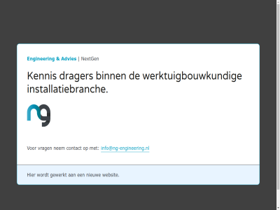 advies binn contact drager enginer gewerkt info@ng-engineering.nl installatiebranch kennis nem nextg nieuw vrag websit werktuigbouwkund