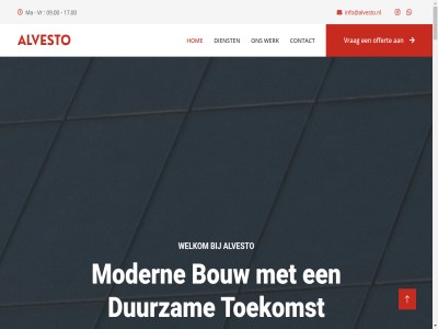 09.00 17.00 all alvesto b.v bouw bouwtechnisch contact dienst duurzam energieoploss ervar expertis gratis hom hoogwaard info@alvesto.nl keuring les lever ma modern nieuwbouw offert onderhoud onz over partner passie project renovatie selecter thuisbatterij toekomst vakwerk vertrouw vloerverwarm vr vrag vve waaronder warmtepomp we welkom werk zonnepanel