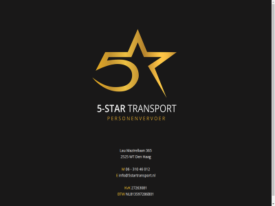 012 06 2525 27263081 310 365 46 5 btw den e hag info@5startransport.nl kvk lau m mazirellan nl813597286b01 star transport wt