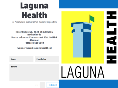 +31 0 10a 1814dr 1822 35b 4 5 5206549 72 addres alkmar bs de disposables emmastrat hazenkog health indien laguna leverancier medisch nederland netherland postal rvandermeer@lagunahealth.nl