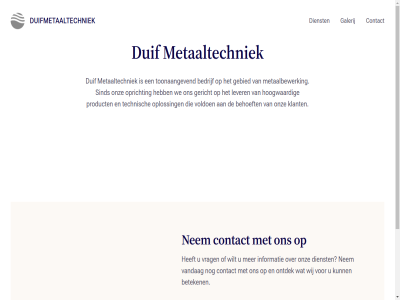 bedrijf behoeft contact dienst duif duifmetaaltechniek ga galerij gebied gericht hoogwaard inhoud klant les lever metaalbewerk metaaltechniek nem onz oploss opricht product sind technisch toonaangev verder voldoen we