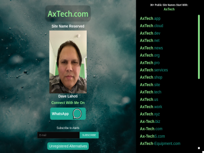 alert all alternatives app art ax ax-tech axtech axtech.com biz car cloud colombia com connect dav dev equipment group info lahoti llc multimedia nam net new nology on org panama pro reserved s services shop sit skill soft solution subscrib support tech technology to unregistered us view whatsapp with work x xyz