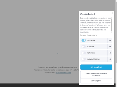 +31 53671324 6 accepter akkoord all allen bekijk bellen/appen best bied cookiebeleid cookies cookievoorkeur ervar functionel gat gebruik geselecteerd gewerkt hard hiermee hieronder impressum individuel info@westend.works informatie inlogg instell klik kunt lat maakt mail marketing/third mogelijk momentel noodzak onlin party performanc privacyverklar sitemap we websit weiger wet x