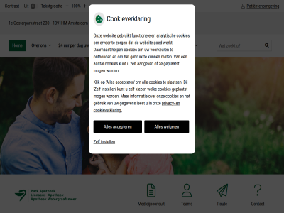 -6652045 -6652279 020 10 100 1091hm 1e 230 accepter amsterdam apothek betrouw contact contrast cookie cookieverklar fax gezondheidsinformatie hom hoofdmenu instell medicijnconsult menu oosterparkstrat park patientenomgev person privacy rout services submenu team tekst tekstgrot tel vergrot verklar verklein weiger wijk zoek