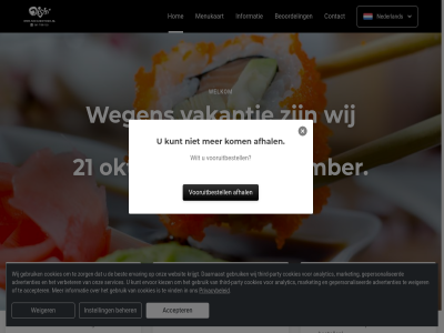 123sushi 21 5 accepter advertenties afhal analytic android app beher bekijk bened beoordel best bestel bestell contact cookies daarnaast direct download eenvoudiger ei ervar ervor favoriet gebruik gepersonaliseerd gerecht geslot go hardloper hieronder hom huidig informatie instell kiez kom krijgt kunt market meest menu menukaart nederland nieuwsgier november officiel oktober onlin onz party populair privacybeleid rotterdam scroll services sneller t/m third third-party to vakantie verbeter via vind vooruitbestell websit wegen weiger welk welkom wij wilt zorg