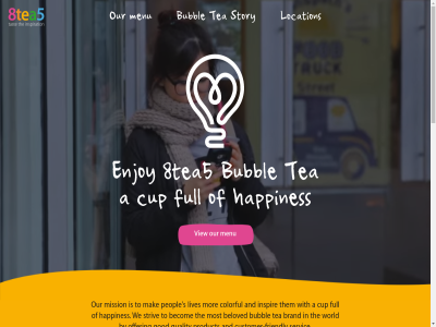 8tea5 a and at becom beloved blog brand bubbl bubbletea by colorful cup customer customer-friendly enjoy faq franchisee friendly full god happines inspir inspiration join lives location mak menu mission mor most offer our peopl product quality read s servic story striv tast tea the them to view we with work world
