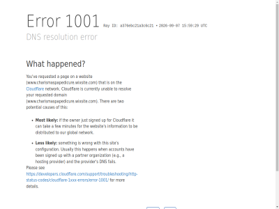 -07 -09 /support/troubleshooting/http-status-codes/cloudflare-1xxx-errors/error-1001/ 1001 15 2026 29 59 a a376ebc21a3c6c21 account and are be ben by can causes click cloudflar configuration currently detail developers.cloudflare.com developers.cloudflare.com/support/troubleshooting/http-status-codes/cloudflare-1xxx-errors/error-1001/ distributed dns domain e.g error fail few for global happen happened hav helpful hosting id if information ip it just les likely minutes mor most network no on organization our owner pag partner performanc pleas potential provider ray requested resolution resolv reveal s security see signed sit someth tak that the ther this to two unabl up usually utc ve websit what when with wrong www.charismaspapedicure.wixsite.com yes you your