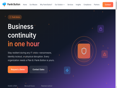 +31 0 1 12 2 2025 2026 24/7 27001 3 31996609 365 4 5 5263 6 60 7 8 a acces activat activation add adoption affect ag all an and any anyon are as attack audit audit-ready automated availability azur b b.v back backbon backed better bound built busines businesses button by cadenc call calm can captured certified chain challenges changes chaos citizen clean cleanly cod company complianc compliance-ready compliant compromised contact container continuity control coordinat cor crisis critical cyber dark data day delivered demo deploy design determin different digital discover disruption dora down downtim during economy endpoint engineered enterpris environment essential event every evidenc execution exercises explor extend fac fallback familiar fast first flow for fresh from globally govern hack healthcar helpdesk high hit hom hosted hour how identity implement impressum incident independent industry information infrastructur infrastructure-as-cod initiat insight instant instantly insurer interpolis into invitation ip isn iso iso/iec isolation it kep know largest lateral latest layer lead leadership legal lekkerbeetjenlan liv locked lockout major makes matter medical meeting method mfa mfa-secured microsoft minimal minutes mission modules monitor month mor movement moving municipal nam ned netherland nis2 nis2/dora nl no not notic november on on-prem onboard one one-hour operat operation option or organization ot our outcom pack panik partner partnership patented physical plan platform playbok prem pres pressur privat privileged production progresses protect prov provid ransomwar read readines ready reconcil reconciled reconnect recover recovery regulation relianc request reserved resilienc resilient resources right risk rom s safeguarded sales sas scalabl scheduled secur secured security see servic services smes so solution specialist sped stakeholder stay supplier support support@panikbutton.eu t team tenant than the their they this tim time-bound to today tol trademar