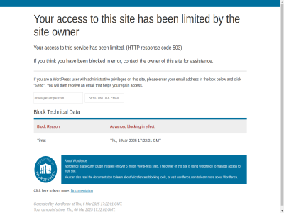 01 06 17 2025 22 5 503 6 a about acces addres administrativ advanced also an and are assistanc at below ben block blocked blocking box by can click cod computer contact data documentation effect email enter error for generated gmt has hav help her http if installed learn limited manag mar million mor on or owner pleas plugin privileges read reason receiv regain respon s security send servic sit sites technical that the their then think this thu tim to tol user using visit will with wordfenc wordfence.com wordpres you your