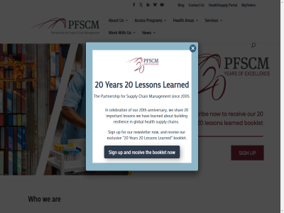 0 2 20 2005 20th 5 about acces and anniversary are areas blog booklet building celebration chain contact exclusiv for global hav health healthsupply important learned lesson management myorder new newsletter now on our partnership pfscm portal program receiv resilienc services shar sign sinc subscrib supply the to up us we who with work year