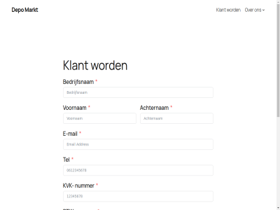 aanmeld achternam adres bedrijfsnam belgie btw depo duitsland e e-mail frankrijk ga huisnummer inhoud klant kvk land mail markt nederland nummer postcod selecter stad strat tel voornam