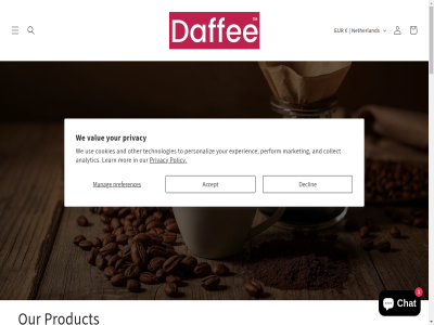 1 18 2 2024 2026 3 4 50 54 8 99 a about accept achieves also alternativ an analytic and antioxidant avond awarenes b befor behavior biologisch cafeinevrij call capsules cart certification certified coffee collect compostabl compostela contact content cookie cookies corp corporation could country/region created dadelkoffie dadelpit dadelpitkoffie daffee dat db declin degree denk diver drink during duurzam each eating effort elk email engaged eur experienc explor facebok favoriet first fod for from fruit futur future.our gecertificeerd geniet geprobeerd gerecycled googl got gues heerlijk hel her hugged ijskoud impact industry information ingredient inmiddel innovation instagram it jun klant know koffiealternatief kunt leading learn lekker load log lov m manag marcel market married master melk met method mineral mor n netherland newsletter offer on onlin only ontdek onz opportunity other our out partner payment per perform person personaliz policy preferences pric privacy product pur rahaf read refund regular relationship result review rijk s santiago seeing servic shipping sign sijm skip slok smak sold special start story sustainabl technologies term the then tijd tim to tok university up use value vendor verpak vezel video vind war warm wast we weldad wher year your