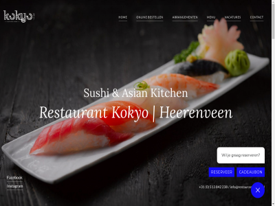 +31 0 238 513 842 arrangement asian bestell contact facebok heerenven hom info@restaurantkokyo.nl instagram kitch kokyo menu onlin reserver restaurant sushi vacatures