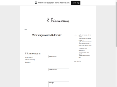 12 5062 aghast allan and blog by comment creemer del dismal domein dwell e e-mail each edgar encamp entries facebok ghoul gratis mail mak melancholy memories messag met most nam nederland newt nok oisterwijk ontwerp oz2000 past poe pol required rss schemermoeras sheeted sit slag spot t tarn the ther thomas toad traveler unholy vergelijk verzend vrag websit wher wolvensteg wordpress.com x