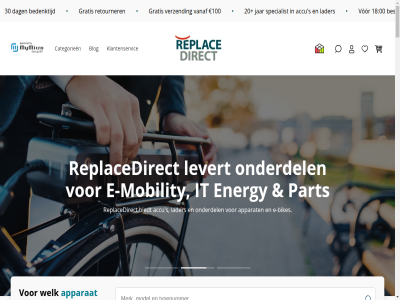 00 03 09 100 18 2.000.000 20 2000 2003 2025 2026 250.000 26 30 50 aanbied aangeboord aanpak aanverwant accessoir accessoires accu actief actieradius adapter advies afdank afval afvalhop afvalstrom algemen all allen amazonegebied ander apparat appl assortiment band bedenktijd bedrijf beeld beginn bekend bekijk belangrijk belgie benodigd bestat besteld bestred betaalmethod beter bewustword bezig bied biedt bijdrag bijna bijvoorbeeld bik bikes binn blijf blog boormachin bosch branch bros bruikbar campagn categorieen complet connection contact content controlrom creeert crer daarmee daarnaast dag dagelijk databas dell deskund direct display doe doet doorbreekt dring duitsland duizend duurt duurzam e e-bik e-bikes e-mobility e-wast eenvoud elektrisch elektronica elektronisch energy enorm enthousiast erg ervar ervor facebok feit fiet fietsaccu frequentie ga gan gat gazell gebruik gedeeld gef geholp gelov gemiddeld gereedschap gerepareerd geschikt gestuurd gev giant gooi gratis groeiend grondstofbronn grondstoff grot hard hel helas herstell herstelpartner hiermee hoevel hog hoogt hop houtkap hp ie ieder iederen illegal impact initiatief initiatiev inlogg instagram installatie invull inzet it jaarlijk jar jij jou jouw juist july kan kapot kennis klant klantenservic koffiezetapparat kom kun laatst lader langer laptop lastig lcd leg lenovo les lev levensdur lever leverancier levert locaties maatschappij mail mak manier mat may medewerker mee merk meten millieu minder missie mobility moet mogelijk motor motorzag naast nauw nederland netwerk nieuw nieuwsbrief nieuwtjes nodig o.a onderdel onderhoud ondersteun ondersteunt onnod ontdek ontzorg onverwacht onz oplad oplader oploss oppikt opricht optimaliser organisatie originel oud panasonic part partnummer past pinterest plat plezier policy post privacy product productie promoties publiek rainforest razendsnel red regenwoud regio repaircaf reparatie repareerd reparer replacedirect replacedirect.nl retour retourner retourvoorwaard r