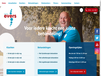 0342 1 10 12.00 15 17.00 17b 18 18.00 19.50 1c 2 20 2026 21.00 21.30 21e 24 25 26.00 30 31 36.55 3771 3772 38.65 4 422 5 51.95 60 66.35 7.30 71.90 78.55 8.00 89 9 9.4 90.60 92.50 94.05 997 aandoen aanhoud aankom aantal aanvull achter actualiteit administratie administratief administratietijd af afspel afsprak afzegt algemen all am anamnes ariann av barneveld basis basisverzeker behandel behandeld behandelovereenkomst behandelplan behandeltijd bek bekijk bekkenfysiotherapie besprek bestan bevest bezoek binn blijkt boerman borst breng bsn burgt cb central centrum chronisch cijfer collega consult contact contract copyright daarnaast declaratie deg direct do do-it dte dtf duurt e e-mail echodiagnostiek eerst elkar en en/of erachter ergo ergotherapeut ergotherapie ever februari feedback fitnes fysio fysiotherapeut fysiotherapie fysiotherapie/oefentherapie gan gat gebruik gekreg geldt gemiddeld genom genoodzaakt gepland geriatrie gespecialiseerd gev gevall gewaardeerd gewerkt goed goedvind grag hand hangt hebt helas hierdor hieronder hiervan hom hoogt houd huidig huis huisart huisarts/specialist ieder immer impressie indien indruk info@centrumevers.nl informatie ingeschrev intak iris it januari jar jou jouw juist ker klacht klachtenregel kom komt kost kun kwaliteitsregister kwartier last leeftijd let lijst locatie luistert ma mail mak manueel manuel marconistrat markt maximal medewerker medisch mee meest minimal minut mocht mogelijk ms mw nederwoudseweg nek nem niet-chronisch nieuw nodig noodzak oedem oefentherapeut oefentherapie omkleedtijd onderzoek ontwerp onverhoopt onz oorzak openingstijd parmentierstrat per pijn plat policy privacy psychosomatisch raymond realisatie recent reken revalideert rol rug s sam samenwerk schouder screening sev sommig specialist speelt stan stand start stat stell suit t/m tarief tariev td telefon telefonisch testimonial tevor therapeut therapie tijd tijden tijdstip toeslag tuss twee uitvoer uur vacatur vacatures vanaf vanuit vaststell verde
