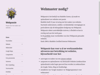 2006 25 aangepast aanpass aantrek aanvrag abonnementbasis adsen advertentie adviser adword algemen analytic bedrijf bedrijfsinformatie begeleid belangrijkst bereken bestaand betaalsystem betrek beveiligd bijvoorbeeld bing btw busines certificat certified computerles computertal contactformulier contactgegeven content css doelgroep dreamweaver duckduckgo ervar essen factur flexibel format formulier foto frontpag gan gebruik gegeven gemaakt gescoord googl google-adword hoger hom html hulpprogramma ideal/wero implementatie implementer inricht installer internet jar keuz kleinbedrijf laposta ler link maakt madelèn mailchimp mak management map mid mogelijk mollie my mysql nieuw nieuwsbriev nodig onderhoud ondernemer openingstijd optimalisatie optimaliseert optimaliser overleg overzet pagina pakket particulier passie paypal pdf per php plaats portfolio presentatie privacy programmer provider realiser rekent s script sind sit snel softwar ssl stan startend submenu system tariev teller tip uitvoer uitvouw uur uzelf veren verhuiz verklar verplaats verzend voorbeeld voorstell voorwaard vrijstell weblog webmaster webpassie websit websites webwinkel werk werkzam wordpres yahoo zoal zodat zoek zoekmachin zoekmachines