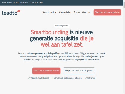 -2028 076 1 2 2026 204 3 33 4 4814 5 5319 91116309 aanpak account acquisitie acquisitie-aanpak acquisitieplatform actie actief actueel actuel admin adverter af afgelop afsprak agencies agency ago ai ai-spam algemen all allemal alway always-on automatisch avg avg-prof b.v b2b bas basis bedrijf bedrijfsinformatie bedrijv beeld bekijk belov benader benaderd benadert benut bereik berg bericht beslisser beslissersniveau beter bewaakt bezighoudt binn blijft blog boodschap bouw bovenop boyd bradley brand breda breng busines central chermin chermin-luyper co co-founder combiner competitiever complexer concret concurrentie consistent constant contact contactmoment context continu copyright crm csm daadwerk daardor daarom dag dankzij databas dc dealwaard decision deliverability dennis development diy dmu doelgroep doelstell doordat drukker duurder e e-mail echt een eigenaarschap eindregie elk enkel enorm ervar expertis export extra fijn flow foundation founder geautomatiseerd gebaseerd gedrev gefilterd gehaald gelegd gemonitord generatie gepast gepersonaliseerd gericht gesprek getimed gewon go go-to-market goed goud groei handmat hel hiervor hoef hoger hom houdt human human-in-the-lop ideal inclusief ingekocht ingericht interes introducties inzicht irrelevant jar jouw juist jullie kaart kanal key kiez klant klantdefinitie klantprofiel klantverhal klar kom koopsignal koud kuijk kunt kvk kwalitatief kwalitatiev kwaliteit kwaliteitgedrev lastiger lead leadlijst leadto leeuw les leuk levend levert linkedin logisch lop los luyper maand maik mail mak maker manager manier market markt marktdek marktoverzicht massa mee meerwaard meest mens menselijk mensgedrev merk mis miss moment multichannel nam navigatie nederland neemt new nieuw nooit on ontwikkel ontwikkeld onz ooit opbouw openstan oploss opvall opvolg organisatie outreach overbod overhead overvloed overzicht pak partner per person pieter pijplijn pipelin platform positief power pricing problem prof prospect psv rbc reacties rea